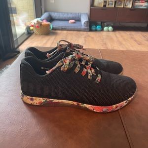 NoBull - women’s size 7.5 - trainers - gently worn - black/ floral - run small